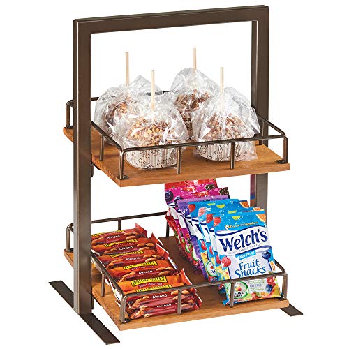 Sierra Collection – Two-Tier Merchandiser – 12W x 12D x 21H, Wood, Bronze Painted Metal