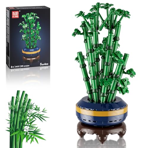 Mould King 24121 Bloques de sujeción para plantas, flores de bambú, bloques de construcción para niñas con jarrón de colección botánica artificial, juguete de construcción, regalo creativo para