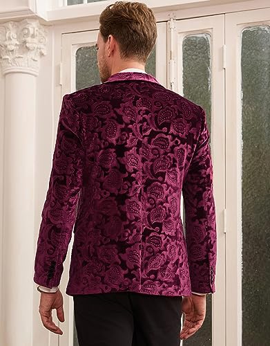 GRACE KARIN Mens Velvet Blazer Two Button Slim Fit Suit Jacket Sports Coats for Men Prom Wedding Dinner Party3