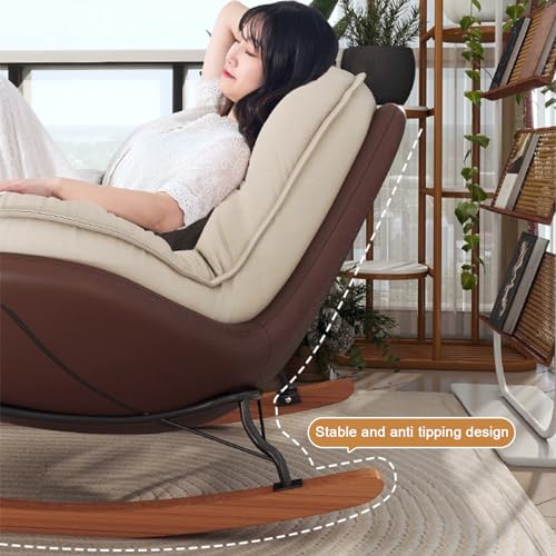 Upholstered Recliner,Modern Fabric Tall Back Accent Rocker Chair,Nursery Rocking Chair,Single Sofa Chair,for Patio, Backyard, Balcony, Porch(Cat Scratch Resistant Fabric)