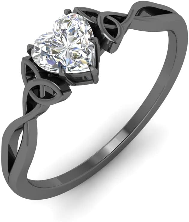 Fascinating Diamonds GIA Certified 1/2 Ctw Natural Diamond Irish Split Celtic Knot Solitaire Engagement Ring For Women 14K Solid Gold SI1-SI2 Clarity And F-H Color (Premium Collection)