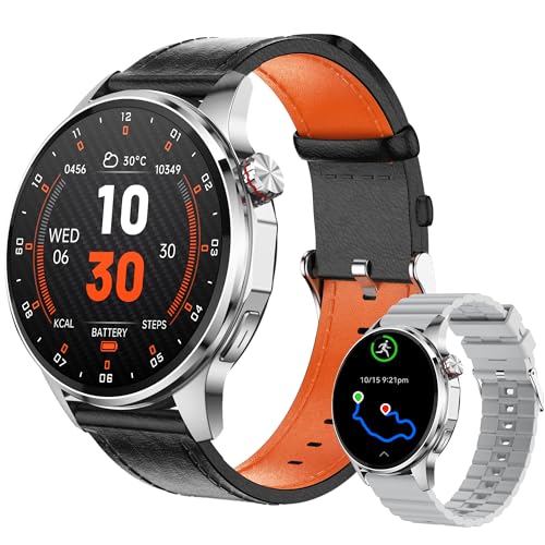 Lyaarka Relojes inteligentes para hombres y mujeres, reloj inteligente de 1.45 pulgadas con GPS (hacer llamadas/respuesta), IA integrada, texto, brújula, barómetro, frecuencia cardíaca, monitor de