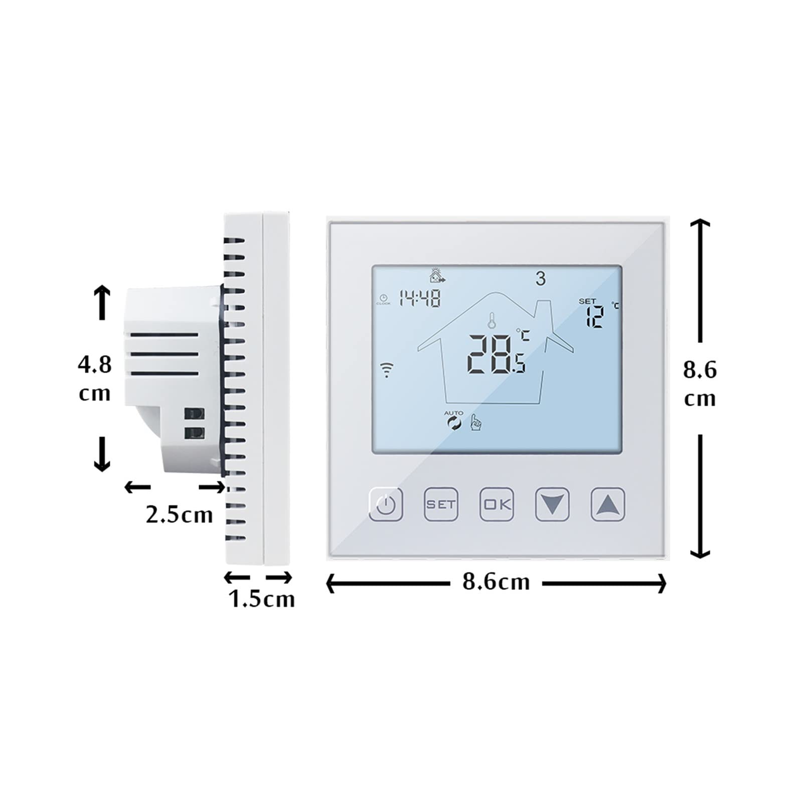 Termometro da interno igrometro digitale Regolatore di temperatura del termostato Smart WiFi for acqua/elettrico riscaldamento del pavimento acqua/lavori della caldaia del gas Con display LCD(CL60