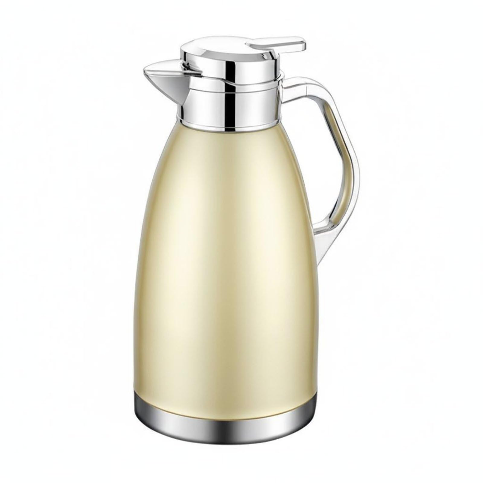 KESOTO Acciaio Inox Caraffa Termica Isolante Bottiglia Dispenser Bevande Caffettiera con Pulsante Facile Adatto per Colazione, Gold, 2.5L