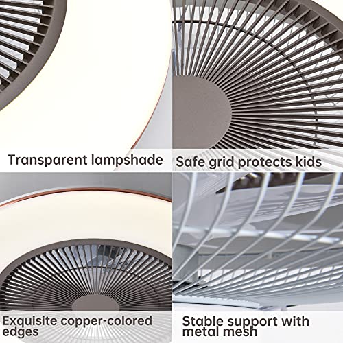 Iyunxi Enclosed Ceiling Fan With Lights,22 Inch Low Profile Ceiling Fan With Remote,Invisible Blades Flush Mount Ceiling Fans For Kids Bedroom,Round 3-Color Dimming Led Light,3-Gear Wind Smart Timing #TOP7