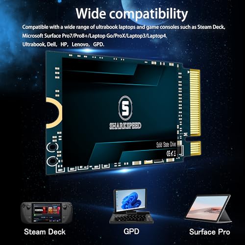Image of SSD 256GB M.2 2230 NVMe PCIe Gen 4.0, 30mm Internal Solid State Drive, Compatible with Steam Deck, ROG Ally, Microsoft Surface Pro, Ultrabook