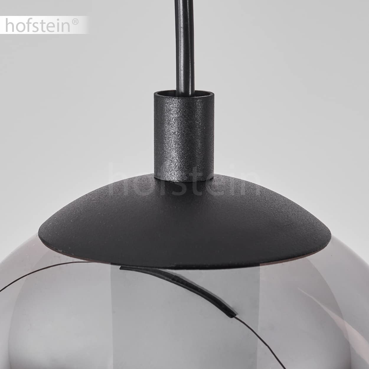 Sernf sospensione in metallo/vetro in colore nero/fumo, lampada a sospensioni con paralume in vero vetro (Ø 16,5 cm), 3 x E27, senza lampadina/e