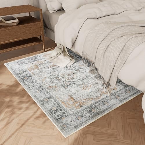 Washable Entryway Small Area Rugs: 2'x3' Boho Rug Non Slip Door Mat Indoor Entrance Stain Resistance Low Pile Throw Rugs for Inside Front Door Floor Bedroom Bedside Kitchen Nursery Dorm Home Entry