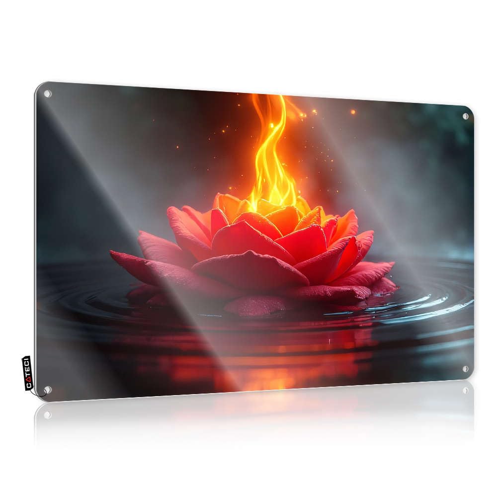 Sujd Colour Posters Distressed Decore Home Decor - Flaming Lotus On Water. Housewarming Gift Rustic Style Artwork For Tiki Bar(30X40cm)