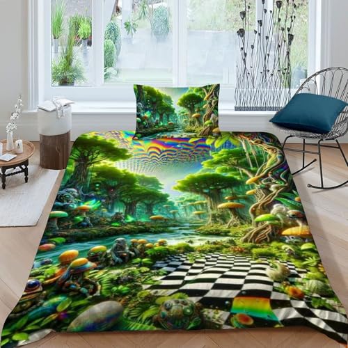 Housse de couette single microfibre anti-plis forêt 135x200cm - 3