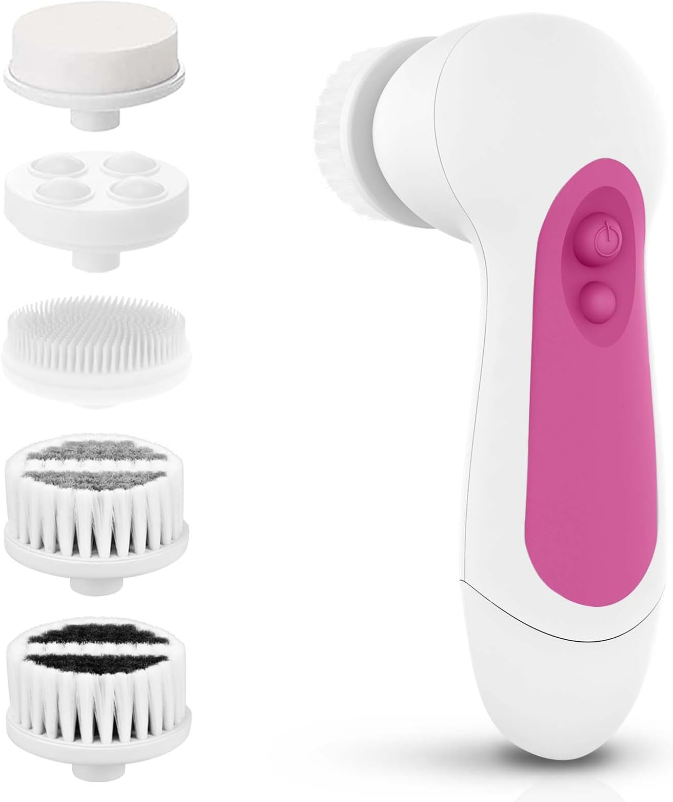 Waterproof Facial Cleansing Spin Brush Set with 5 Exfoliating Brush Heads - Electric Face Scrubber Cleanser Brush by CLSEVXY - Face Brush for Gentle Exfoliation and Deep Scrubbing