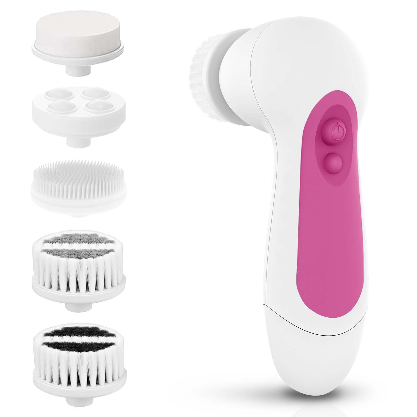 Waterproof Facial Cleansing Spin Brush Set with 5 Exfoliating Brush Heads - Electric Face Scrubber Cleanser Brush by CLSEVXY - Face Brush for Gentle Exfoliation and Deep Scrubbing