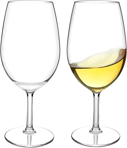 MICHLEY Juego de 2 copas de vino gigantes irrompibles (21.5 onzas), sin BPA, de plástico Tritan de gran tamaño, aptas para lavavajillas
