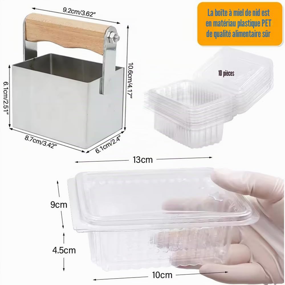 Support en Nid D'abeille,Support D'écran à Cadre en Nid D'abeillePrésentoir en Nid d'abeille,avec Coupe-Rayons et 10 Boîtes–Hauteur Réglable,45×26cm–Pour Apiculture, Restaurants, Boulangeries et Cafés