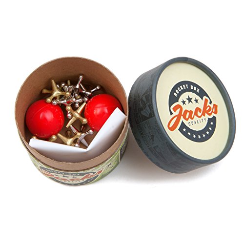 Rocket Box Jacks Game: Retro Toys, Vintage, Classic Games Of Jacks, Gold And Silver Toned Jax, Two Red Bouncy Balls, Fun Toys For Kids And Adults Of All Ages. Family Board Games Night. Travel Size. #TOP2
