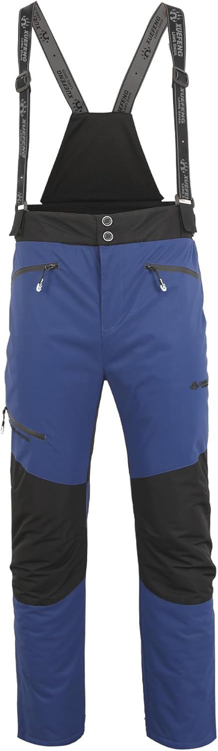 EVIL WOLF Mens Bib Snow Pants - Waterproof Ski Trousers with Insulation for Men, Winter Thermal Bibs for Skiing