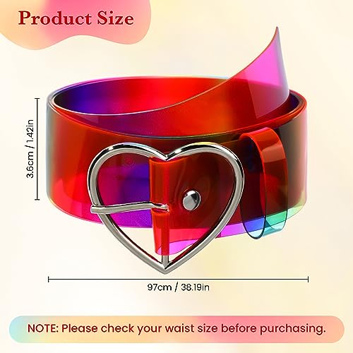 TXIN Fashion Rainbow Belt with Heart Buckle for Women Girls, Wide PVC Waist Belt Punk Waist Band Strap for Dress Jeans2