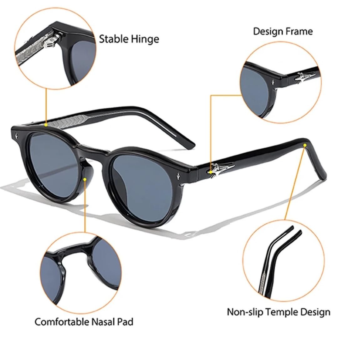 Gafas de sol de moda para hombre con protección solar UV400, diseño circular personalizado y moderno, la opción ideal para regalar.