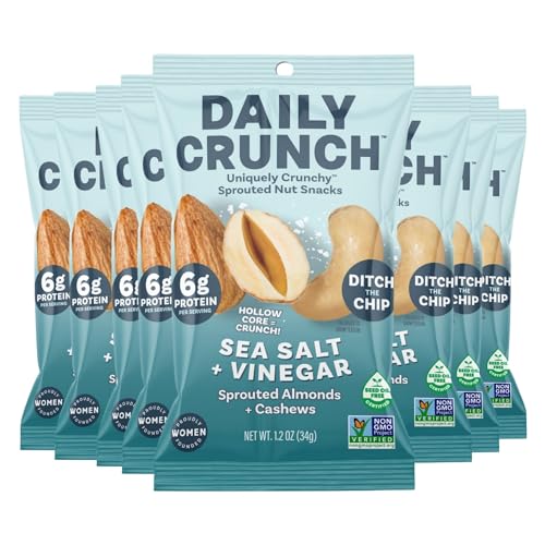 Image of Daily Crunch Sprouted Almonds, Sea Salt Vinegar, 1.2oz Snack Pack, 8 Ct