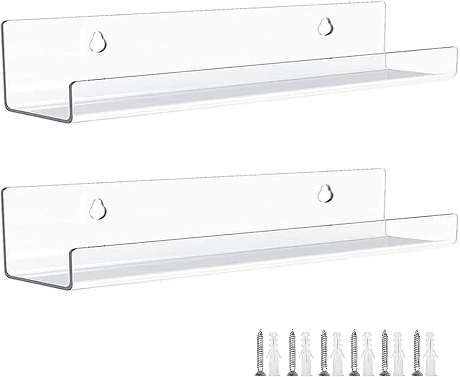 Zfseyuh 2 Piezas Estanteria Ducha para Baño, Estanteria Ducha Sin Taladro Estante de Baño de Acrílico Baldas Pared Organizador Estantes Flotantes con Adhesivo y Tornillos para Baño