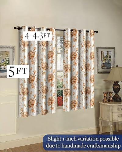 Image of Cloth Fusion Printed 100% Blackout Window Curtains 5 Feet Long Set of 2