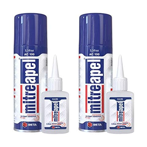 MITREAPEL CA Glue with Activator (2 x 0.80 oz - 2 x 3.30 fl oz.) - CA Glue for Woodworking - Cyanoacrylate Glue and Activator Spray - Crazy Glue, Super Glue for Crafts and DIY Projects - (2 Pk) Cover