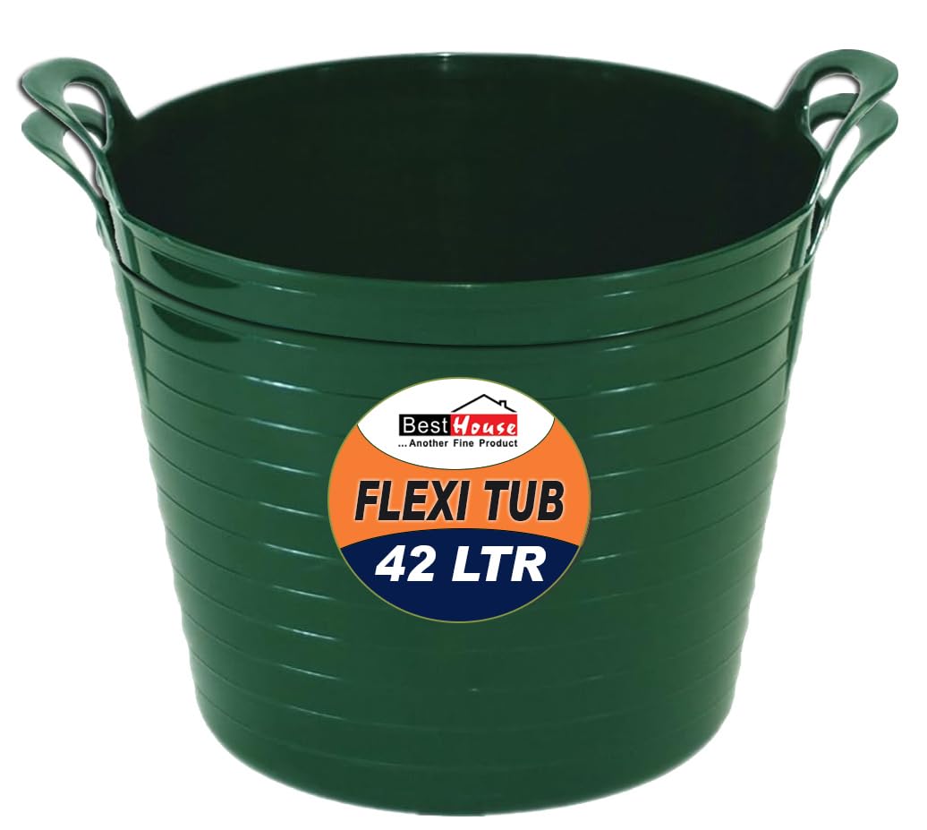 Best House | 3 Pcs of Flexi Tub with Handles | Small Size | Mini | 7 Litres | Black | Garden Tubs | Plastic Storage Container for Home, Washing, Garden Waste and DIY Projects — view 24