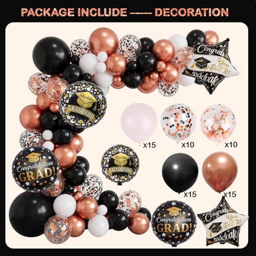 Image of Black and Pink Graduation Decorations Class of 2026 - Graduation Balloon Boxes, Balloon Arch Garland Kit, Fringe Curtains, Party Decorations 2026 for Any Grades