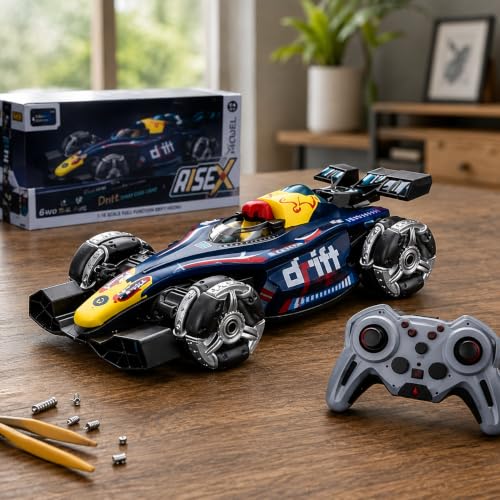 Image of RC 4x4 Formula F1 Drift Smoke Car 1:14 Scale | 2.4GHz Remote Control Racing Toy with Hand Gesture Sensor Controller | 360 Rotation Stunt | LED Glowing Lights & Music for Kids Boys Girls