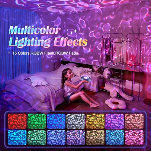 Image of Mubarek Galaxy Projector for Bedroom, White Noises & Bluetooth Night Light Projector,360 Full Coverage Ceiling Projector Galaxy Light Projector,Remote Timer Night Sky Projector Ocean Light Projector