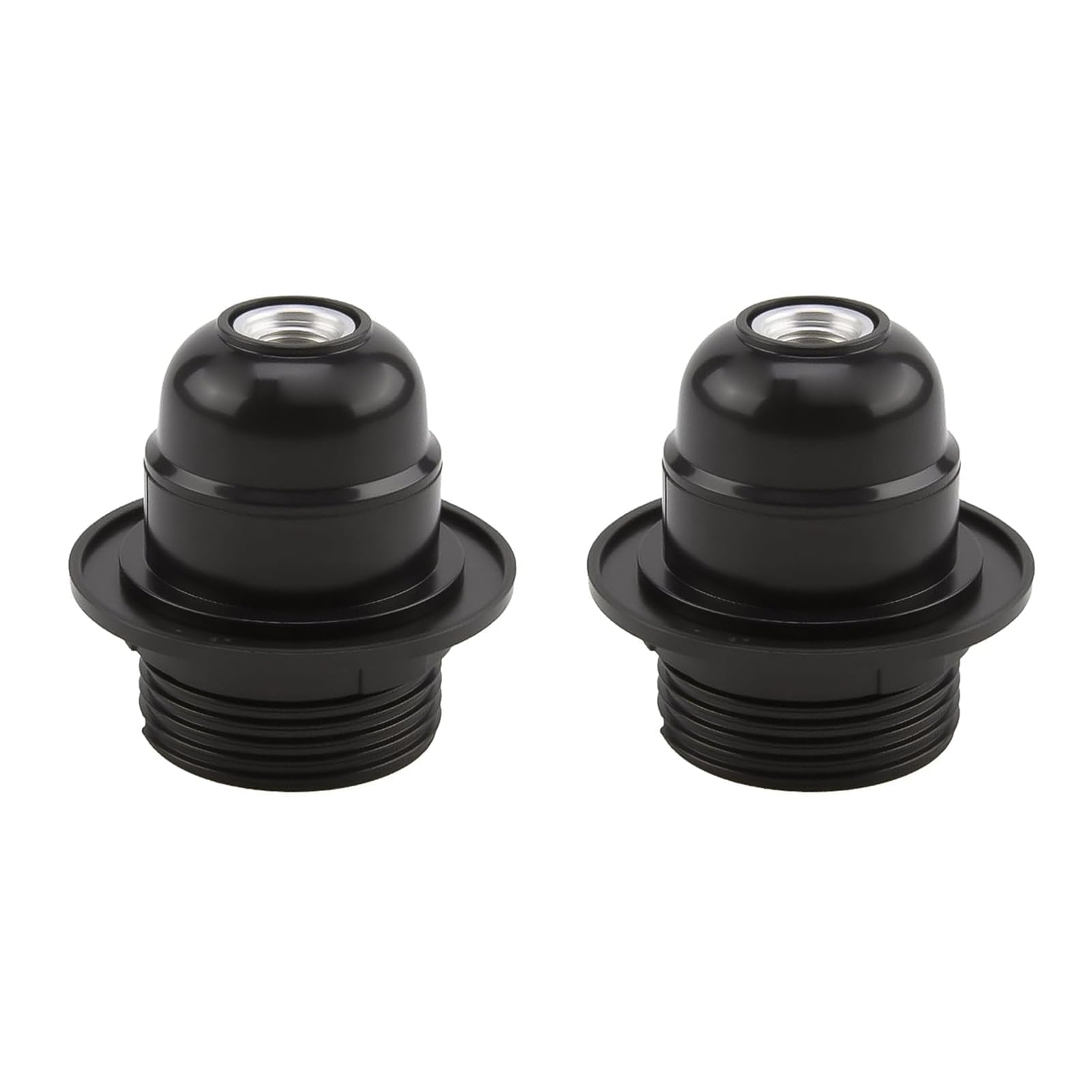 2 Pcs Edison Screw ES E27 Lamp Holder, E27 Bulb Holder, Bakelite Bulb Socket Pendant Light Fitting with 10mm Threaded Entry Lampshade Ring Ceiling Pendant Table Lamp Replacement Light Bulb Holders