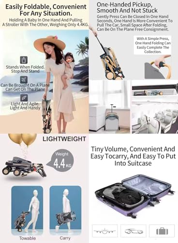 Rexhan Lightweight Folding Baby Pram, Foldable Travel Pushchair, Compact Baby Stroller, Baby Buggy, Birth to 22 KG, Fully Reclining, Basket, Adjustable Back, Smooth Swivel Wheels - Image 4