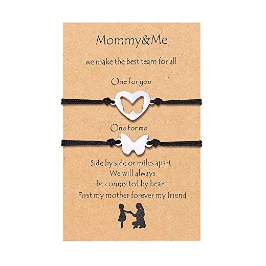 KIGNSIN Mother Daughter Bracelets Gifts Set for 2 Butterfly Mommy and Me Matching Bracelets Mothers Day Gifts for Mom from Daughter Birthday Christmas Valentines Back to school Day Graduation