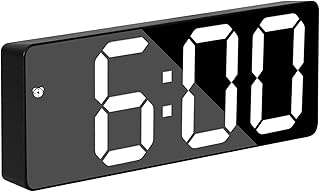 Digital Alarm Clock for Bedrooms, 6.5 inch LED Display with White Digits, 3 Levels Brightness Adjustable, Desk Alarm, Table Clock with 1 Alarm, 12/24H, Temperature, Calendar Corded Powered(White)