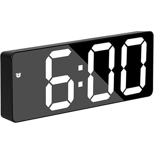 Digital Alarm Clock for Bedrooms, 6.5 inch LED Display with White Digits, 3 Levels Brightness Adjustable, Desk Alarm, Table Clock with 1 Alarm, 12/24H, Temperature, Calendar Corded Powered(White)