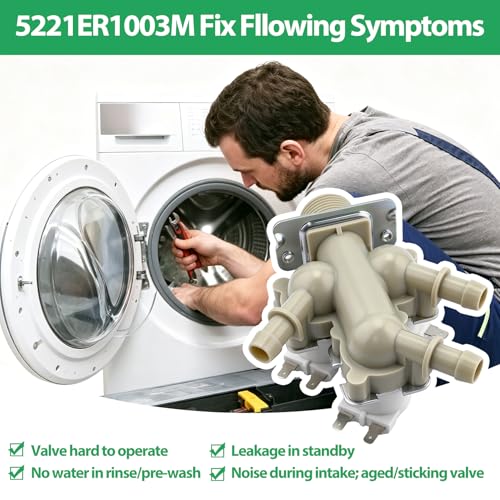 Image of 5221ER1003M Water Inlet Valve Assembly compatible with kenmore washer WM3700HWA, WM3700HVA,79641782710, 79641782810 etc. Replace 4869495, AP6334246, EAP12579227, PS12579227, ALG51888, PD00050119