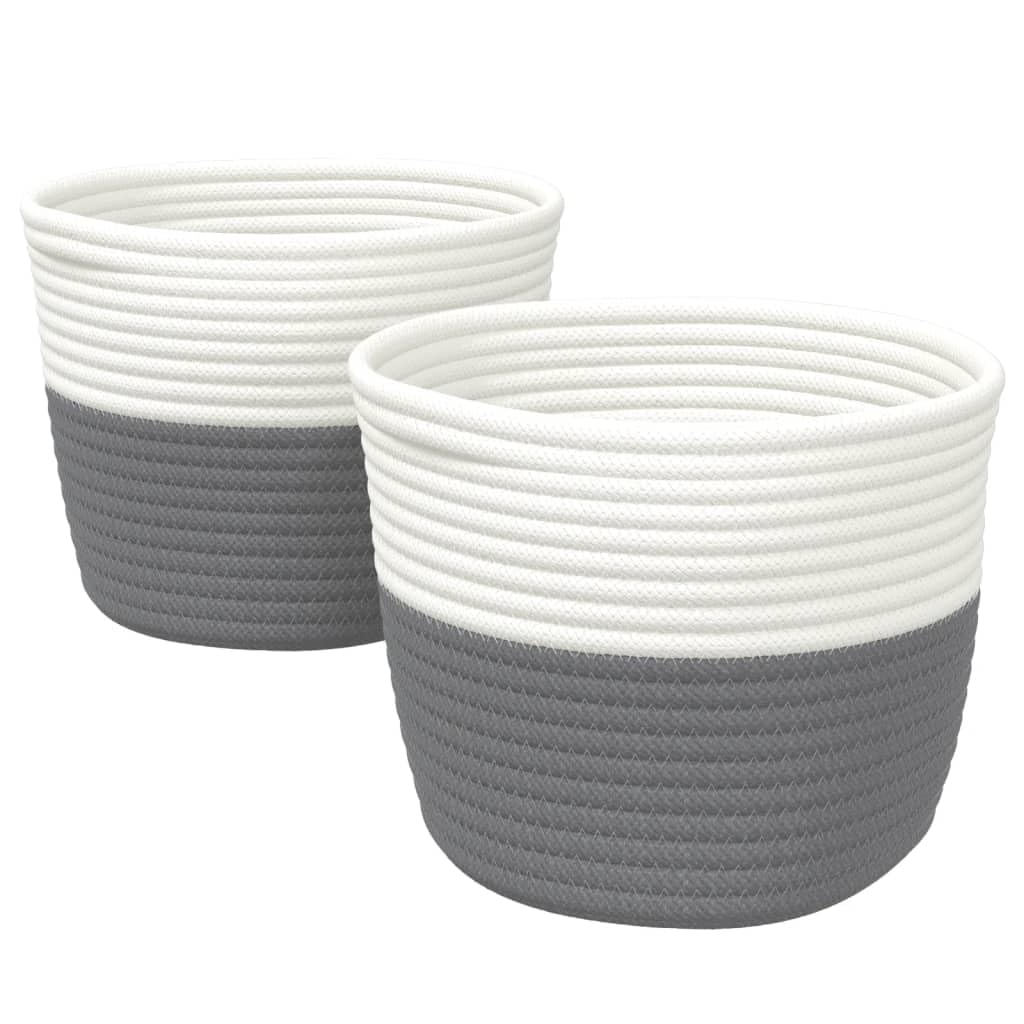 Paniers de rangement gris et blanc paniers en coton tressé pour maison