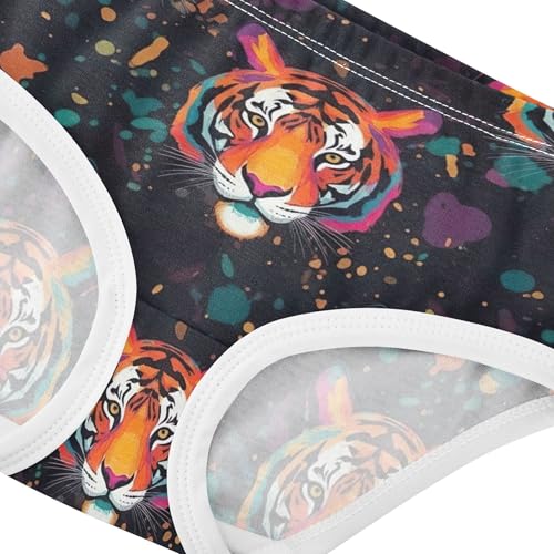 Toddlers Underwear Floral 2t Cotton Little Girl Panties Bright Undies Kids Briefs Vibrant Watercolor Tigers Black4