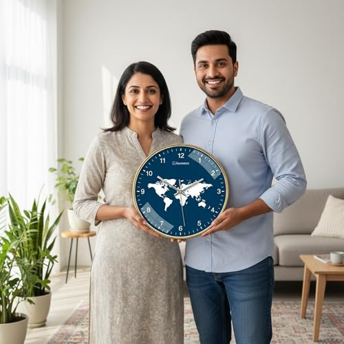 Image of Auromin Designer Wall Watch for Living Room | Fancy Wall Clock for Bedroom Stylish | Watch for Home Wall, Silent Modern Luxury Wall Clocks for Office, Kitchen, Home Decor