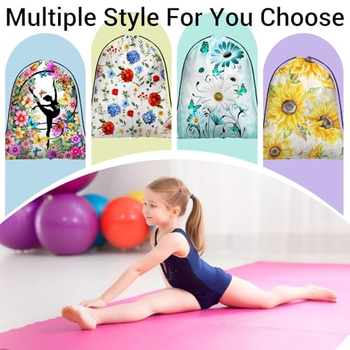 Image of Watercolor Wildflowers Gymnastics Grip Bag Small Gym Storage Pouch for Gymnasts Dancer Grip