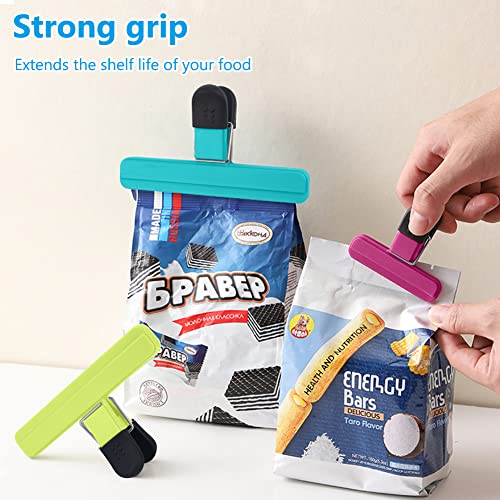Image of AUAUY Large Chip Bag Clips, 6Pack Kitchen Clips for Refrigerator Food Storage Packages, Snack Bags, Photos, Assorted Color Food Bag Clips Plastic Heavy Duty Seal Grips