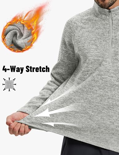 TACVASEN Men's Quarter Zip Pullover Long Sleeve Thermal Fleece Sweater Lightweight Casual Golf Sweatshirt with Zipper Pocket4