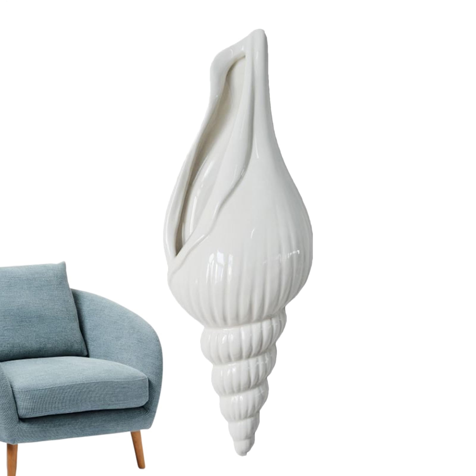 Vase murale pour fleurs et déco appartement | Ornement céramique coquillage suspendu