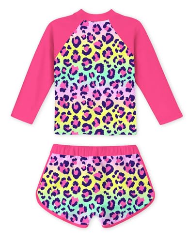 Image of Vogseek Girls Rash Guard Two Pieces Swimsuit Long Sleeve Bathing Suit for 3-10 Years