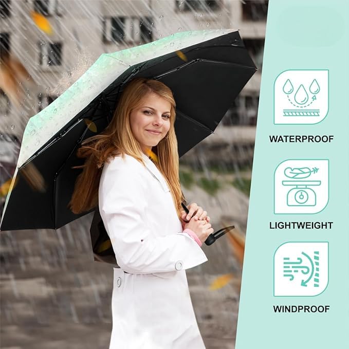 Image of TEKCOOL Umbrella, UV Big Size Umbrella for Sun Protection Rain Windproof Strong large 3 fold for men women kids boys girls Perfect small & stylish Windproof & Compact(Green)