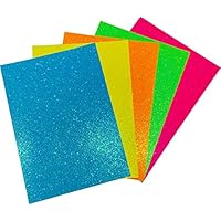 Springboard Fluorescent Glitter Card 5-Pack - A4 Sheets of 230gsm Glitter Card for Arts and Crafts with Non-Shed Design for Less Mess - Assorted Colours