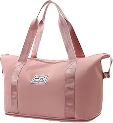 Bolsa Mala de viagem academia dobrável de grande capacidade portátil leve impermeável tecido Oxford bolsa esportiva À Prova D'Agua Multiuso de separação seca e molhada (ROSA)