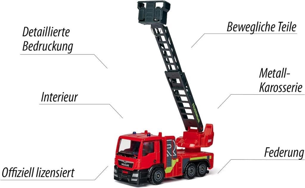 Majorette SOS Man TGS Rosenbauer Camion Pompier - Voiture Jouet 7,5 Cm, Roues Libres, Pièces Mobiles, Dès 3 Ans
