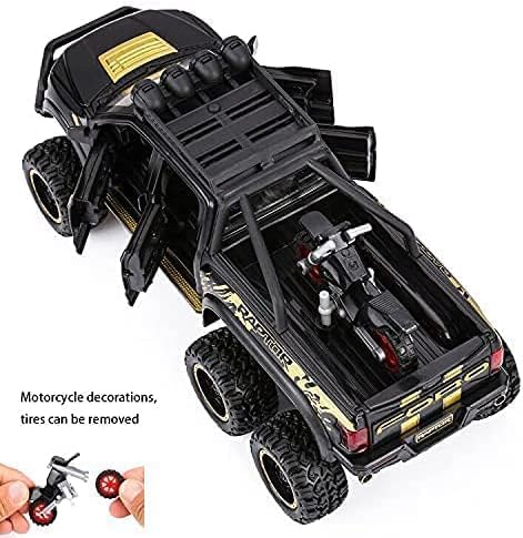 Image of 1:24 Raptor F150 Alloy Metal Diecast Car, Pull Back Toy Car with Openable Doors, Light and Music, Boys Gifts and Toys for Kids (Black)