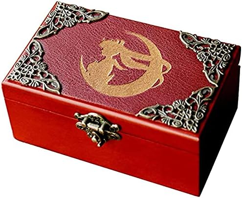 Sailor Moon Music Box Moonlight Densetsu Musical Jewelry Box 18 Note Mini Wood Wind Up Mechanism Jewelry Boxes Gift for Girls Girlfriend Boys Women Xmas Halloween Happy Birthday Anniversary Present
